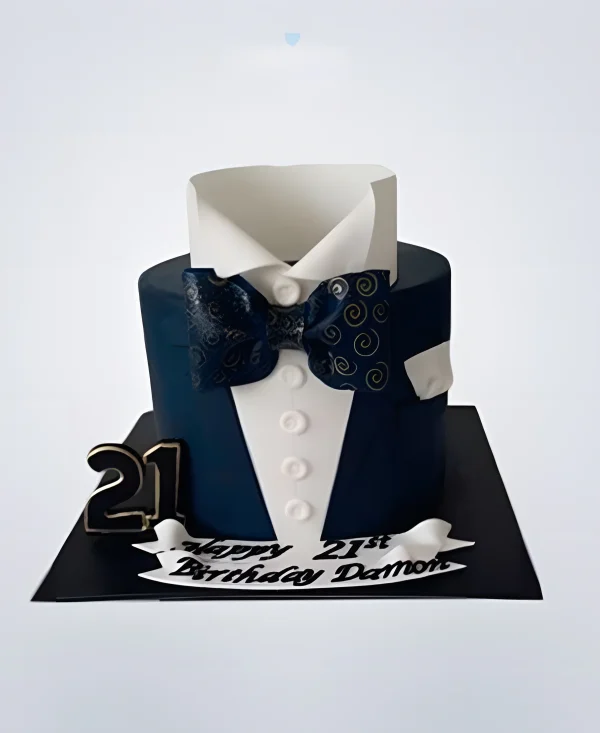 Торт белая рубашка и черная бабочка Фото