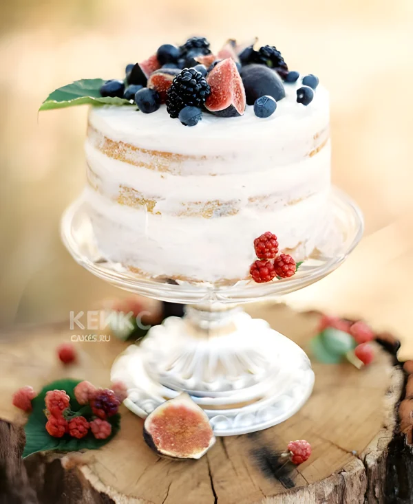Одноярусный торт рустик с ягодами Фото