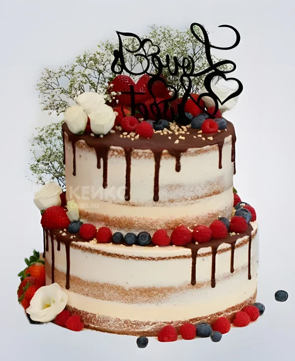 Торт рустик с шоколадной глазурью Фото