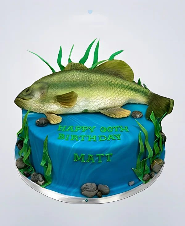 Рыбацкий торт карась в озере Фото