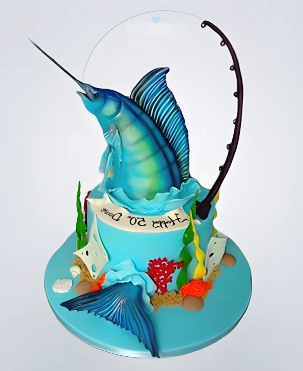 Торт рыба на крючке Фото