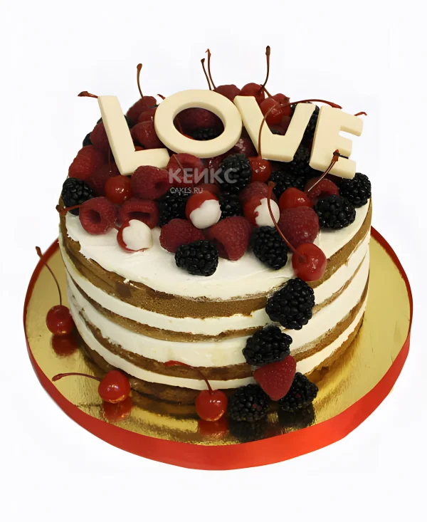 Торт с малиной Фото