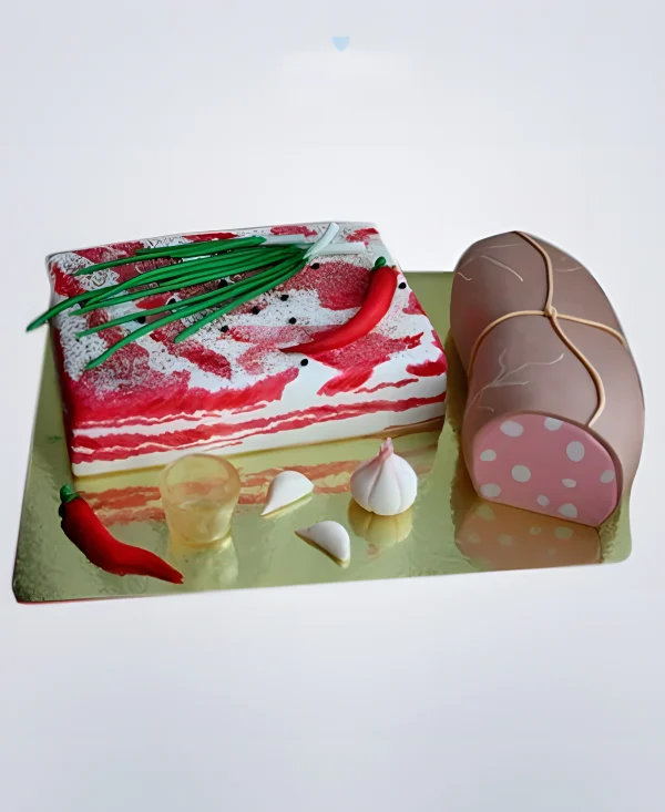 Торт в виде сала с перцем и луком Фото