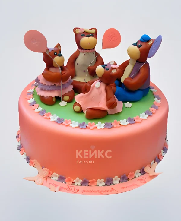 Торт с семьёй мишек Фото