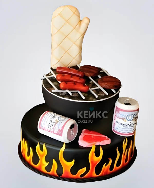 Мужской торт в виде барбекю Фото