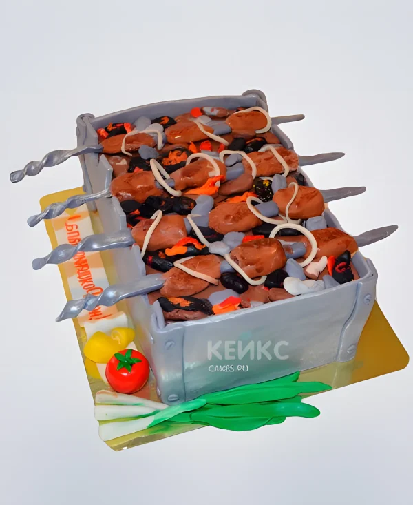 Торт в виде шашлыка на День Рождения мужу Фото