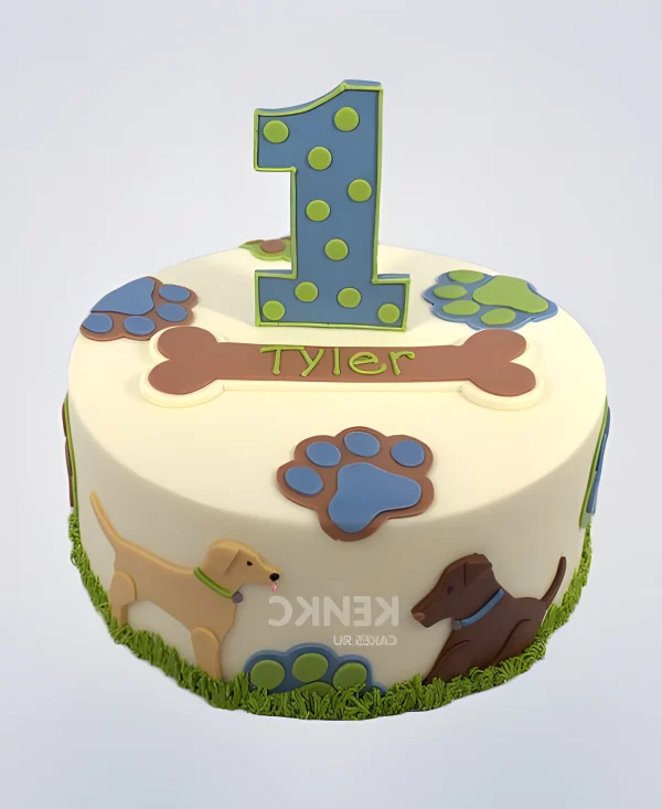 Торт с собачьей косточкой и лапкой Фото