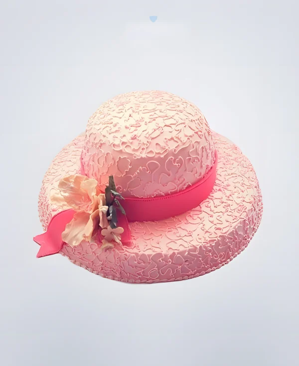 Торт розовая женская шляпа с ленточкой Фото