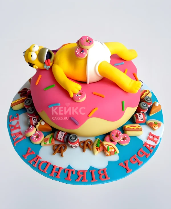 Торт Гомер Симпсон на пончике Фото