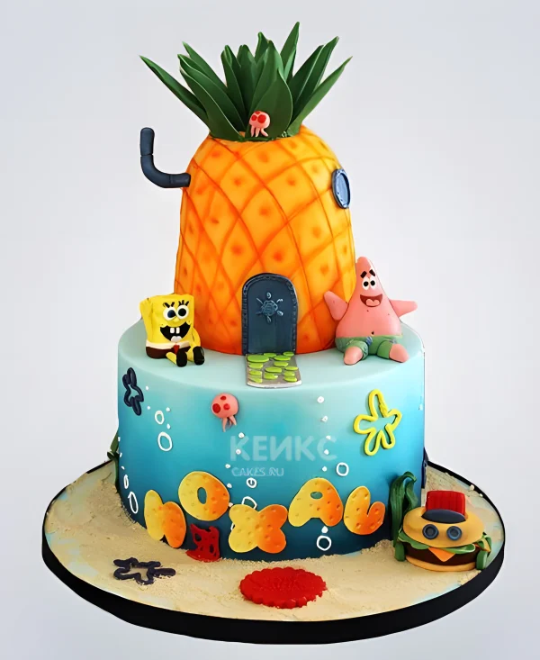 Торт в стиле Спанч Боб Фото