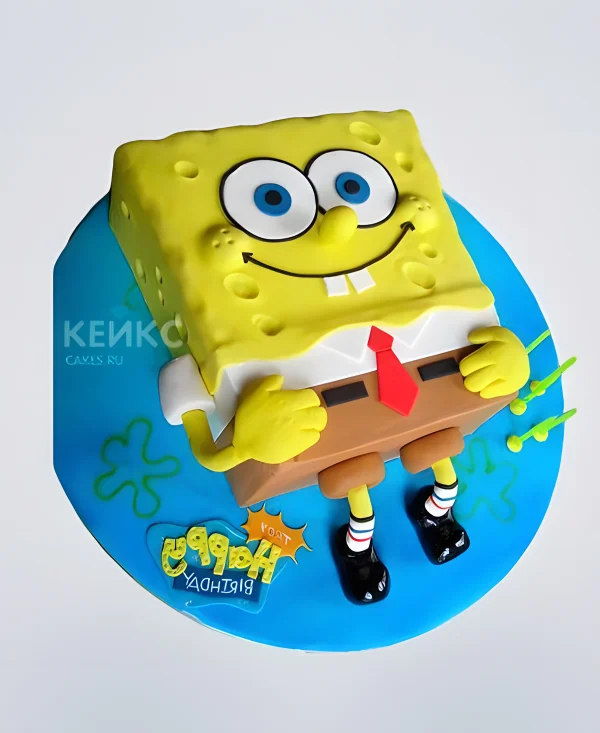 Торт с большой фигуркой Спанч Боба Фото