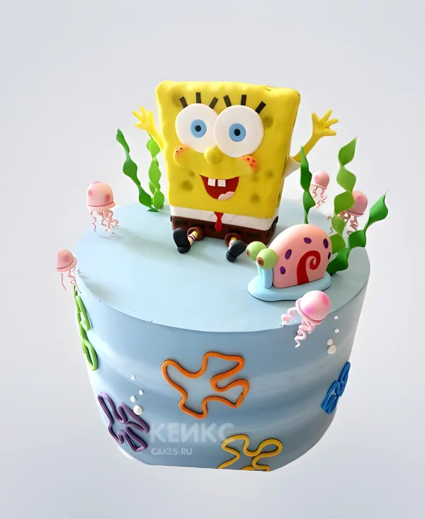 Торт с фигуркой Спанч Боба Фото