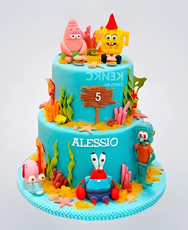Торт мальчику на 5 лет со Спанч Бобом Фото