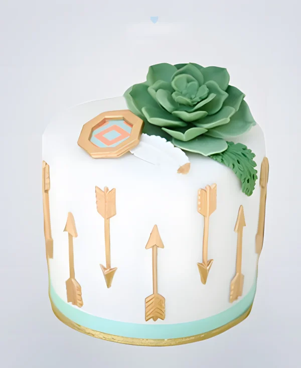 Свадебный торт в стиле бохо со стрелами и цветком Фото