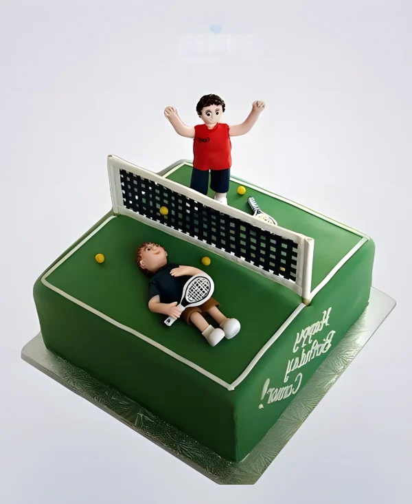 Торт теннис в виде корта с игроками Фото