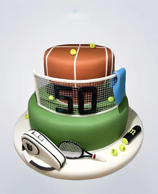 Торт большой теннис с полем и сеткой Фото