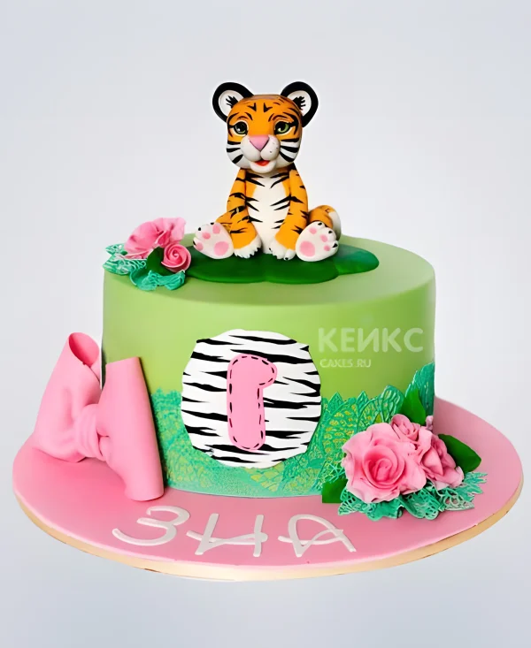 Оригинальный торт с фигуркой тигра Фото