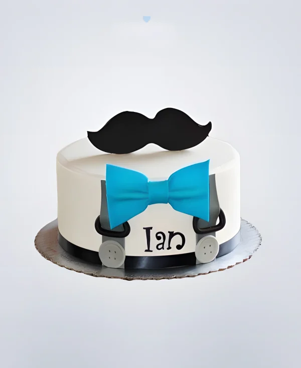 Торт для мужчины с усами из мастики Фото