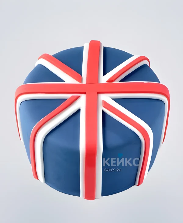 Торт в Английском стиле с флагом из мастики Фото
