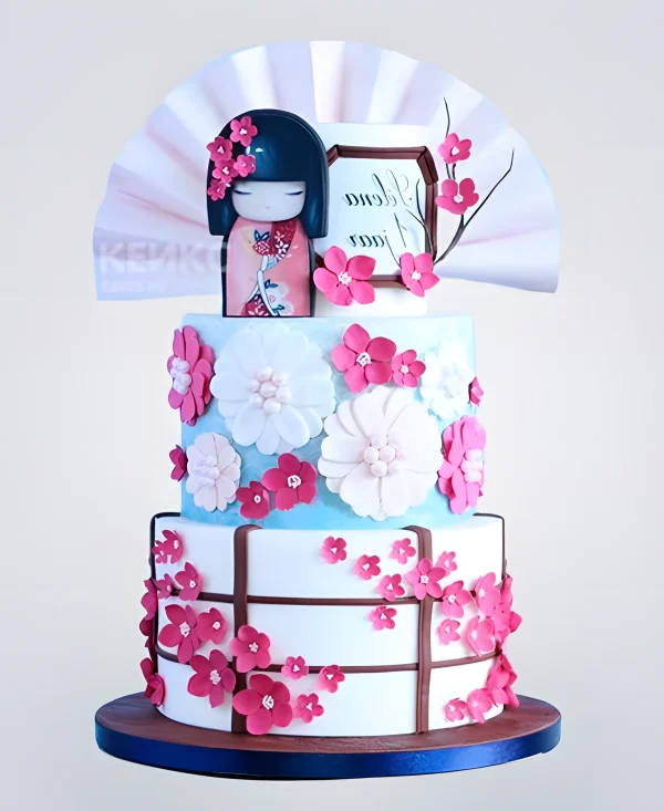 Торт в японском стиле с сакурой Фото