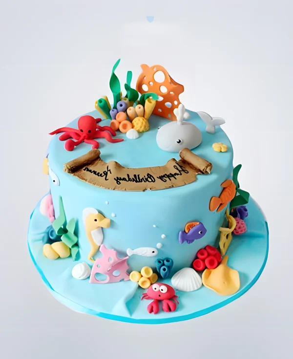 Торт в морском стиле с подводными жителями Фото