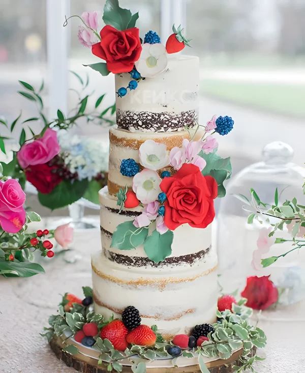 Торт в русском народном стиле на свадьбу Фото