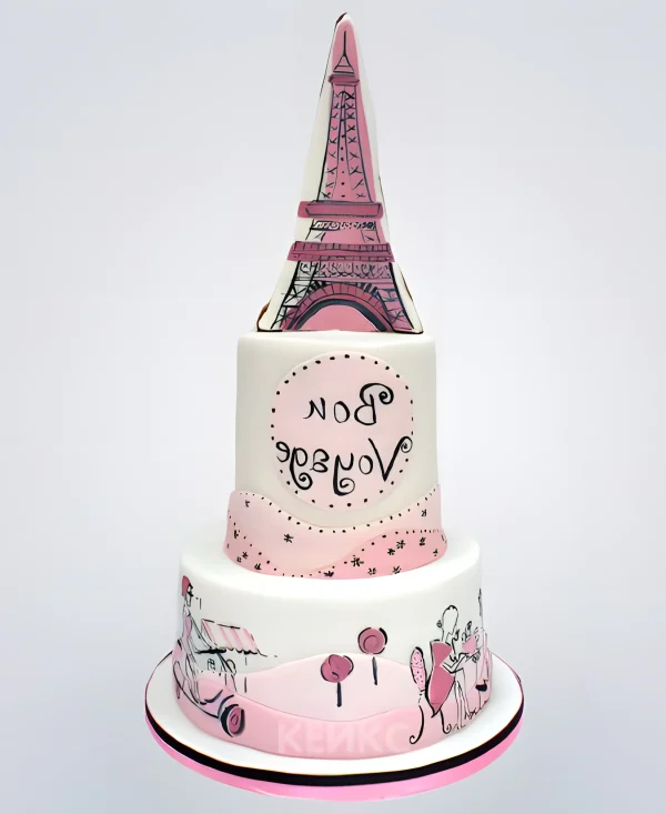 Шикарный торт во Французском стиле с фотопечатью Фото