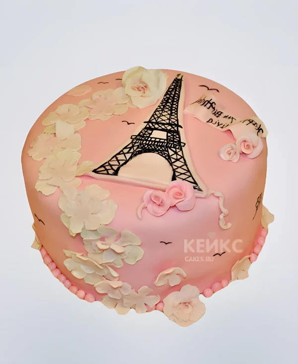 Розовый торт в стиле Париж Фото