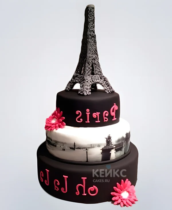 Стильный торт в виде Эйфелевой башни Фото
