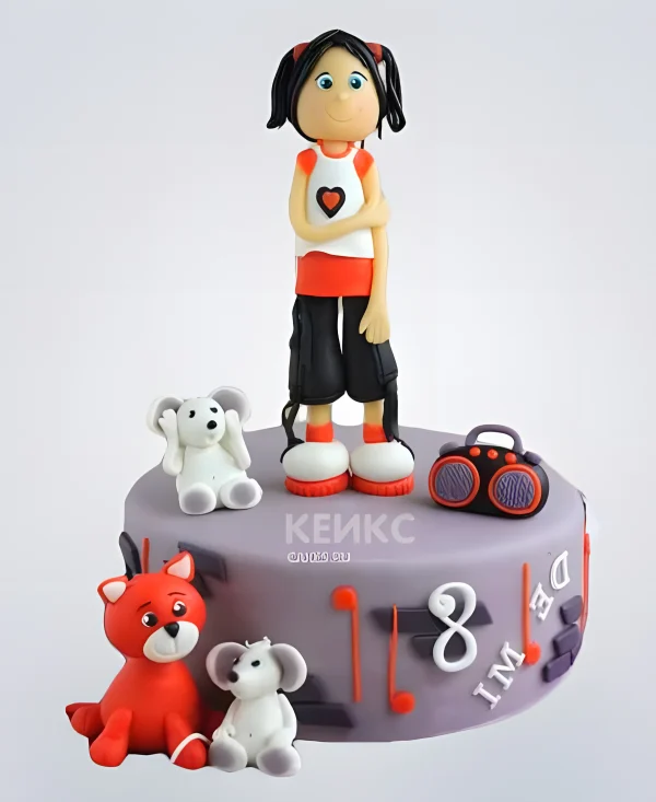 Мастичный торт в стиле Хип-хоп с фигурками Фото