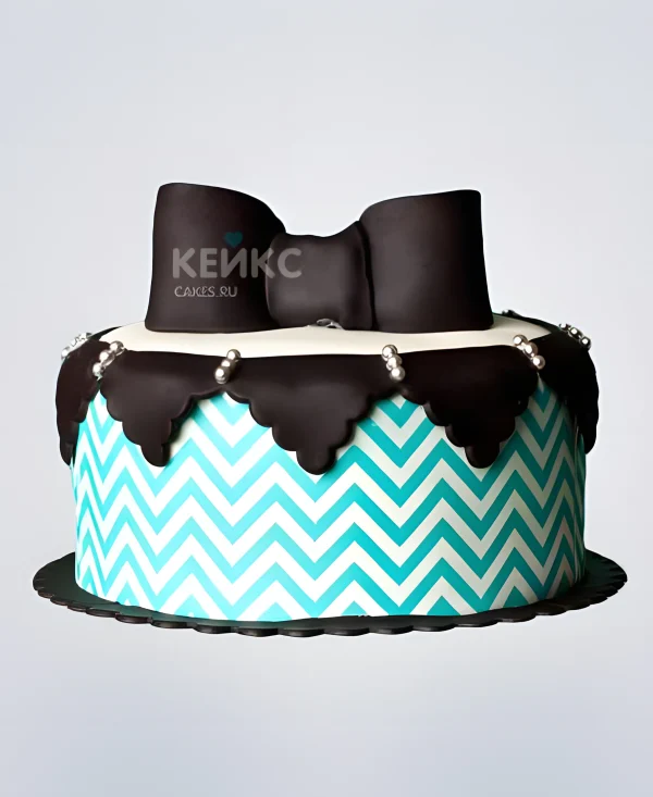 Торт в Строгом стиле бирюзового цвета Фото