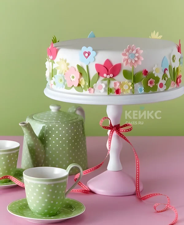 Торт Весна с цветами Фото