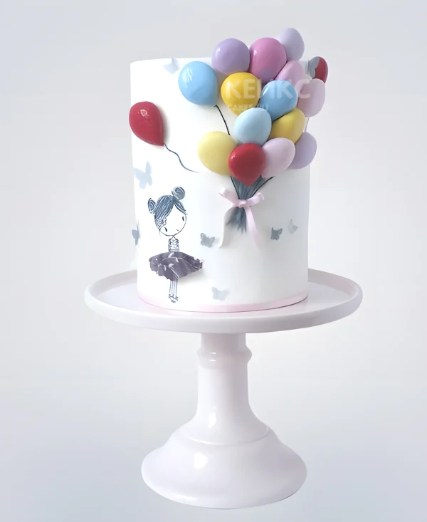 Торт на день рождения девочки с шариками Фото