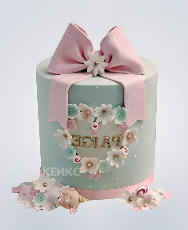 Торт в винтажном стиле с бантом Фото
