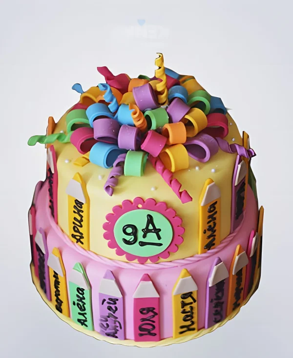 Торт на выпускной 9 класс с именами Фото