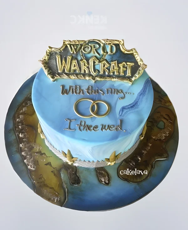 Синий торт Варкрафт с эмблемой Фото