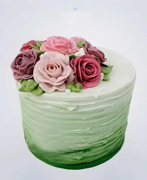 Торт зеленого градиента с розами Фото