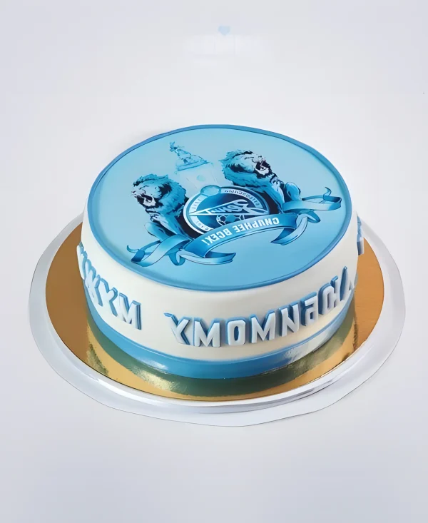 Торт с логотипом зенит бело-голубой Фото