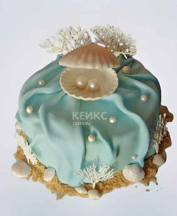 Торт ракушка с жемчужиной Фото