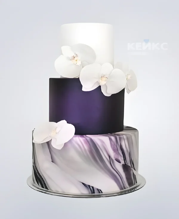 Торт на юбилей женщине разноцветный с цветами Фото