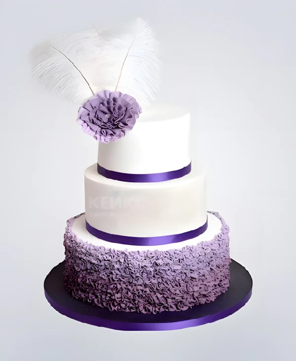 Торт на юбилей женщине 50 лет бело-сиреневый Фото