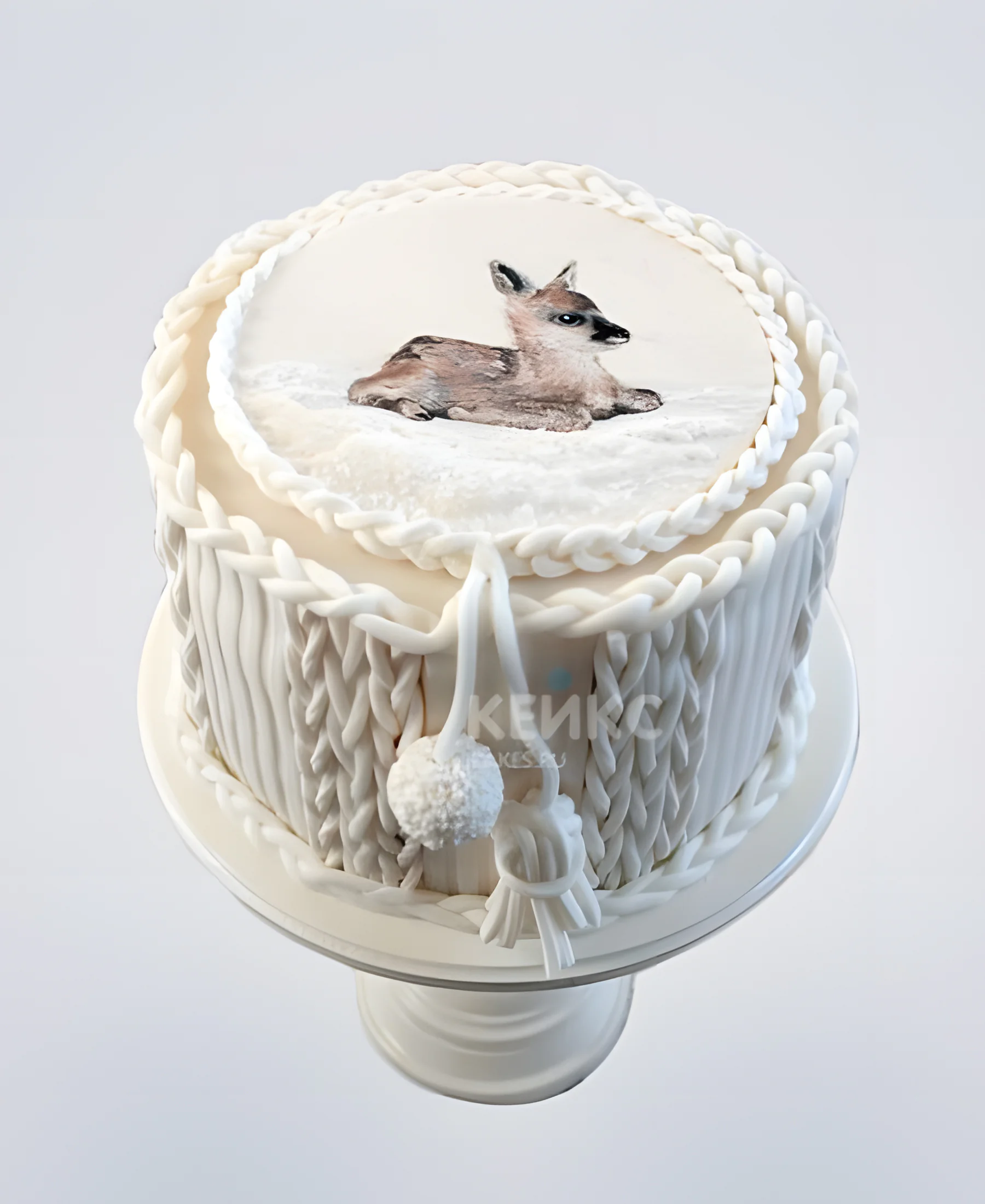 Нежный зимний торт с фотопечатью Фото