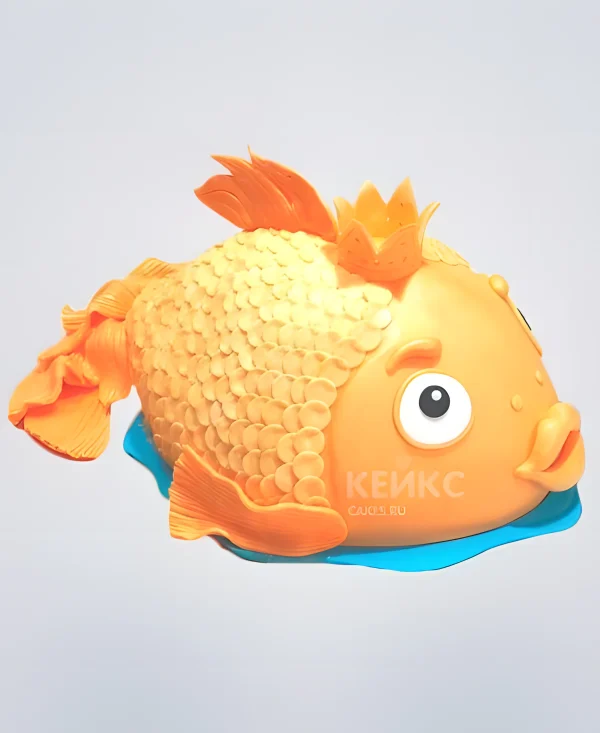 Объемный торт в виде золотой рыбки Фото