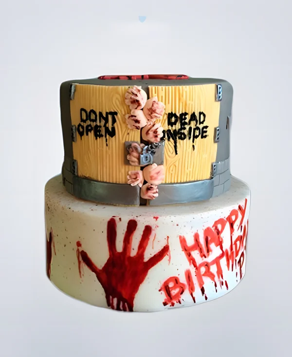 Торт в стиле зомби с кровавой рукой Фото