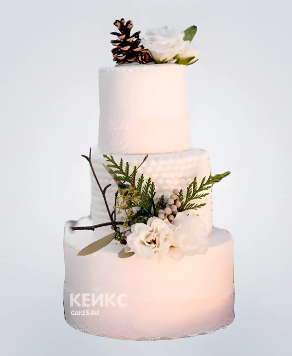 Восхитительный зимний свадебный торт Фото