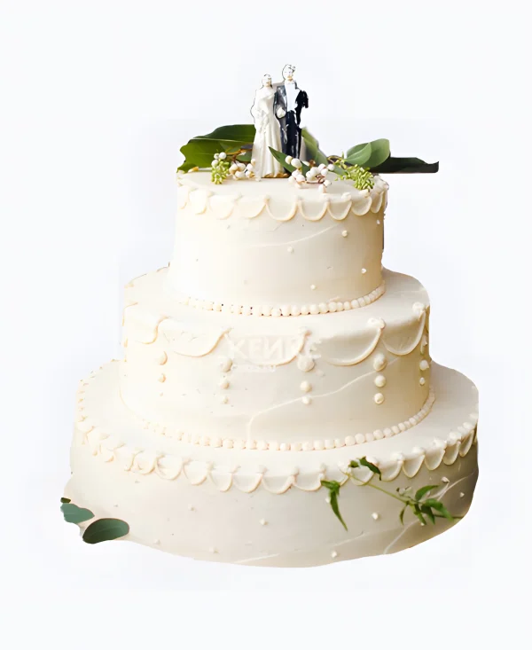 Красивый белый торт с фигурками Фото