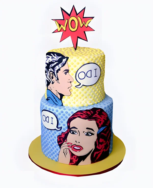 Двухъярусный торт с надписью и бомбой WOW Фото