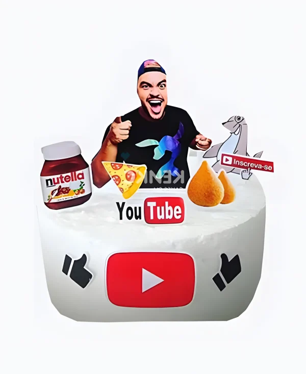 Торт с фигуркой блогера, пиццей и нутеллой Фото