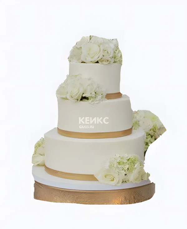 Красивый торт с объемными цветками Фото