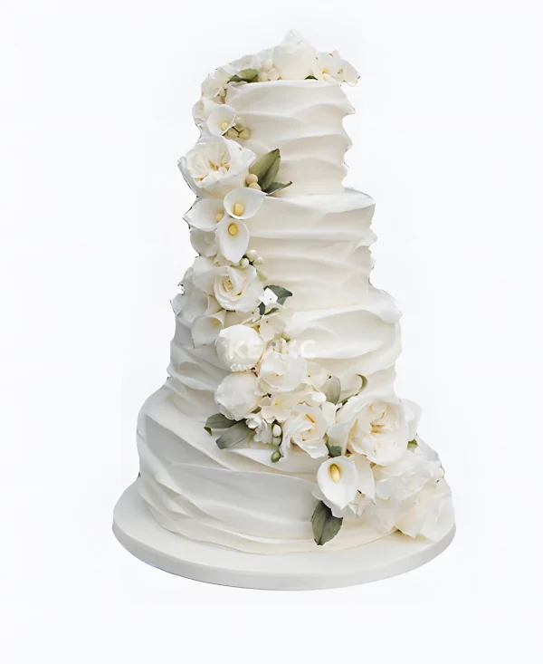 Торт с волнами и цветами Фото